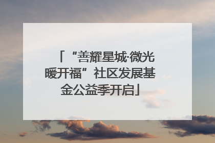 “善耀星城·微光暖开福”社区发展基金公益季开启