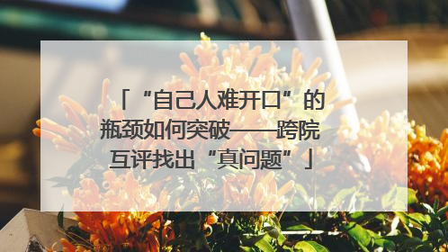 “自己人难开口”的瓶颈如何突破——跨院互评找出“真问题”