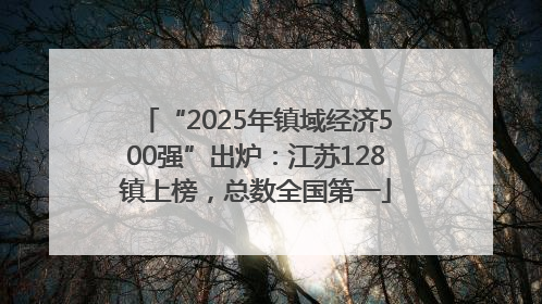 “2025年镇域经济500强”出炉：江苏128镇上榜，总数全国第一