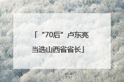 “70后”卢东亮当选山西省省长