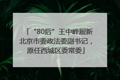 “80后”王中峰履新北京市委政法委副书记，原任西城区委常委