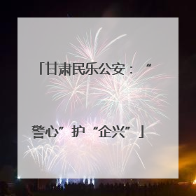 甘肃民乐公安：“警心”护“企兴”