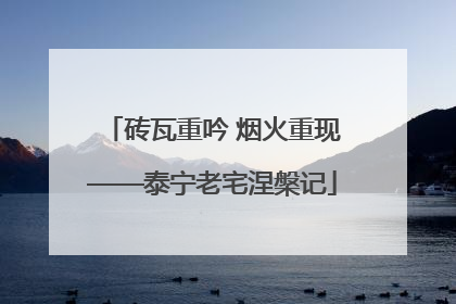 砖瓦重吟 烟火重现——泰宁老宅涅槃记