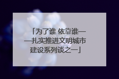 为了谁 依靠谁——扎实推进文明城市建设系列谈之一