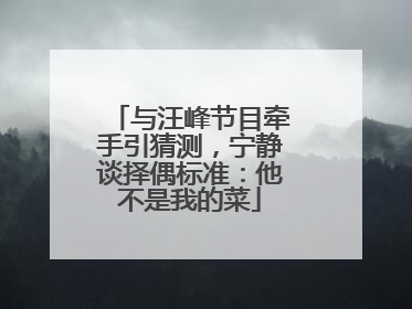 与汪峰节目牵手引猜测，宁静谈择偶标准：他不是我的菜