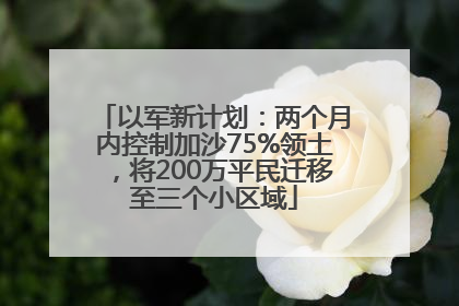 以军新计划：两个月内控制加沙75%领土，将200万平民迁移至三个小区域
