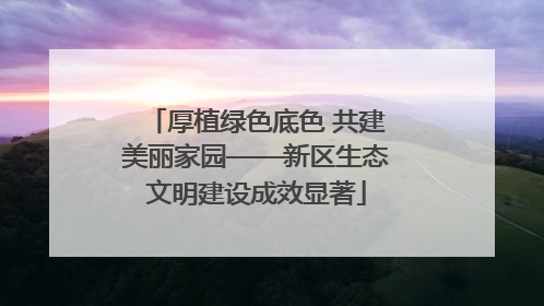 厚植绿色底色 共建美丽家园——新区生态文明建设成效显著