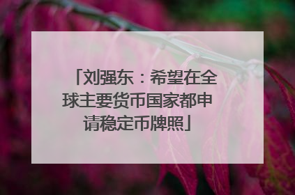 刘强东：希望在全球主要货币国家都申请稳定币牌照