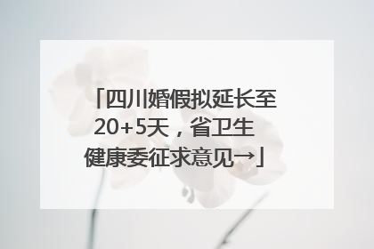 四川婚假拟延长至20+5天，省卫生健康委征求意见→