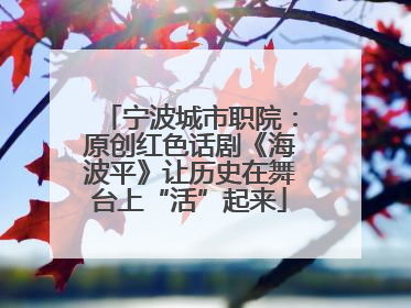 宁波城市职院：原创红色话剧《海波平》让历史在舞台上“活”起来