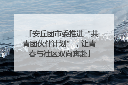 安丘团市委推进“共青团伙伴计划”，让青春与社区双向奔赴