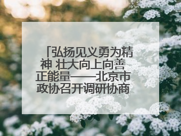 弘扬见义勇为精神 壮大向上向善正能量——北京市政协召开调研协商情况通报会