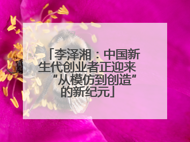 李泽湘：中国新生代创业者正迎来“从模仿到创造”的新纪元