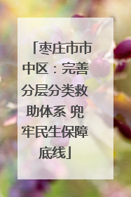 枣庄市市中区：完善分层分类救助体系 兜牢民生保障底线