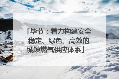 毕节：着力构建安全、稳定、绿色、高效的城镇燃气供应体系