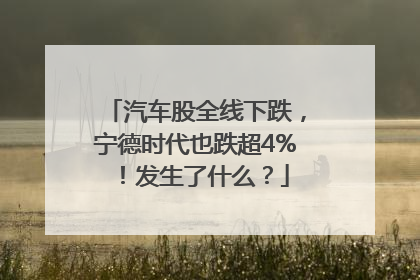 汽车股全线下跌，宁德时代也跌超4%！发生了什么？