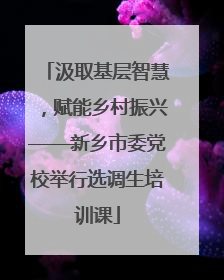 汲取基层智慧，赋能乡村振兴——新乡市委党校举行选调生培训课
