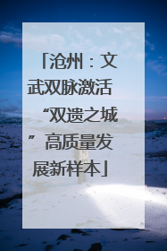 沧州：文武双脉激活“双遗之城”高质量发展新样本