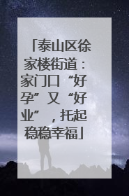 泰山区徐家楼街道：家门口“好孕”又“好业”，托起稳稳幸福