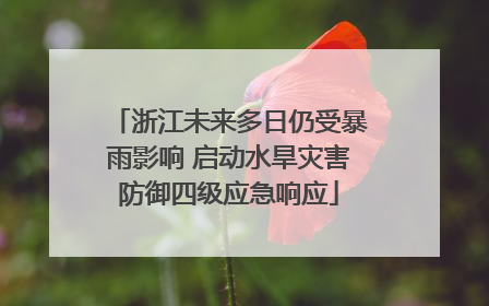 浙江未来多日仍受暴雨影响 启动水旱灾害防御四级应急响应