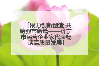 聚力创新创造 共绘强市新篇——济宁市民营企业家代表畅谈高质量发展