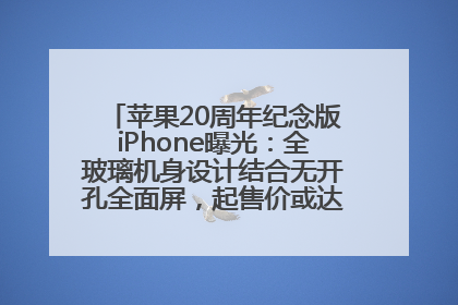 苹果20周年纪念版iPhone曝光：全玻璃机身设计结合无开孔全面屏，起售价或达1.45万人民币