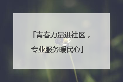 青春力量进社区，专业服务暖民心
