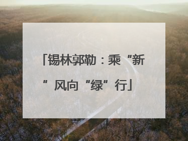 锡林郭勒：乘“新”风向“绿”行