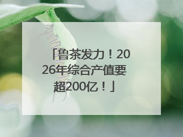 鲁茶发力！2026年综合产值要超200亿！