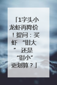 1字头小龙虾再降价！提问：买虾 “钳大” 还是 “钳小” 更划算？