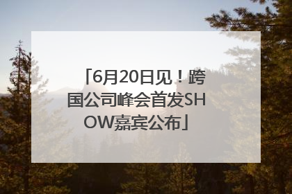 6月20日见！跨国公司峰会首发SHOW嘉宾公布